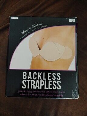 LINGERIE SOLUTIONS BACKLESS STRAPLESS BRA, IN BOX, NUDE C CUP